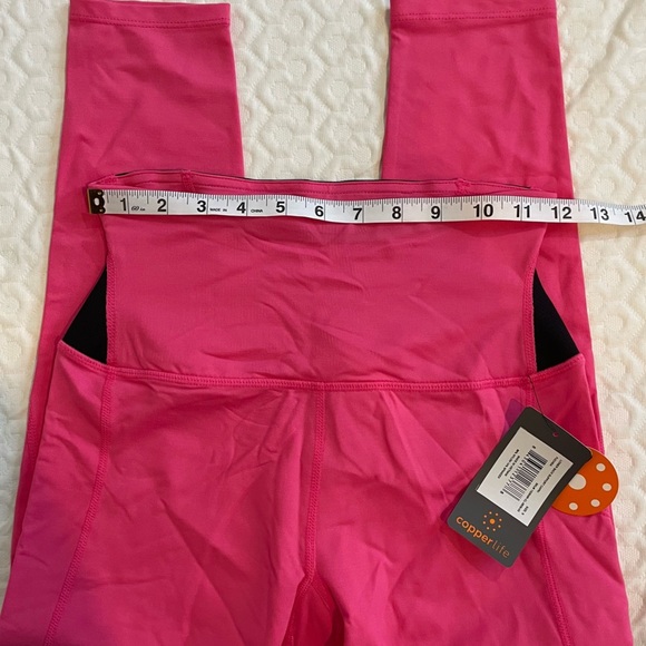 Copper Life Small Leggings Women's Back Support Neon Pink Copper Zinc Infused - Picture 7 of 12